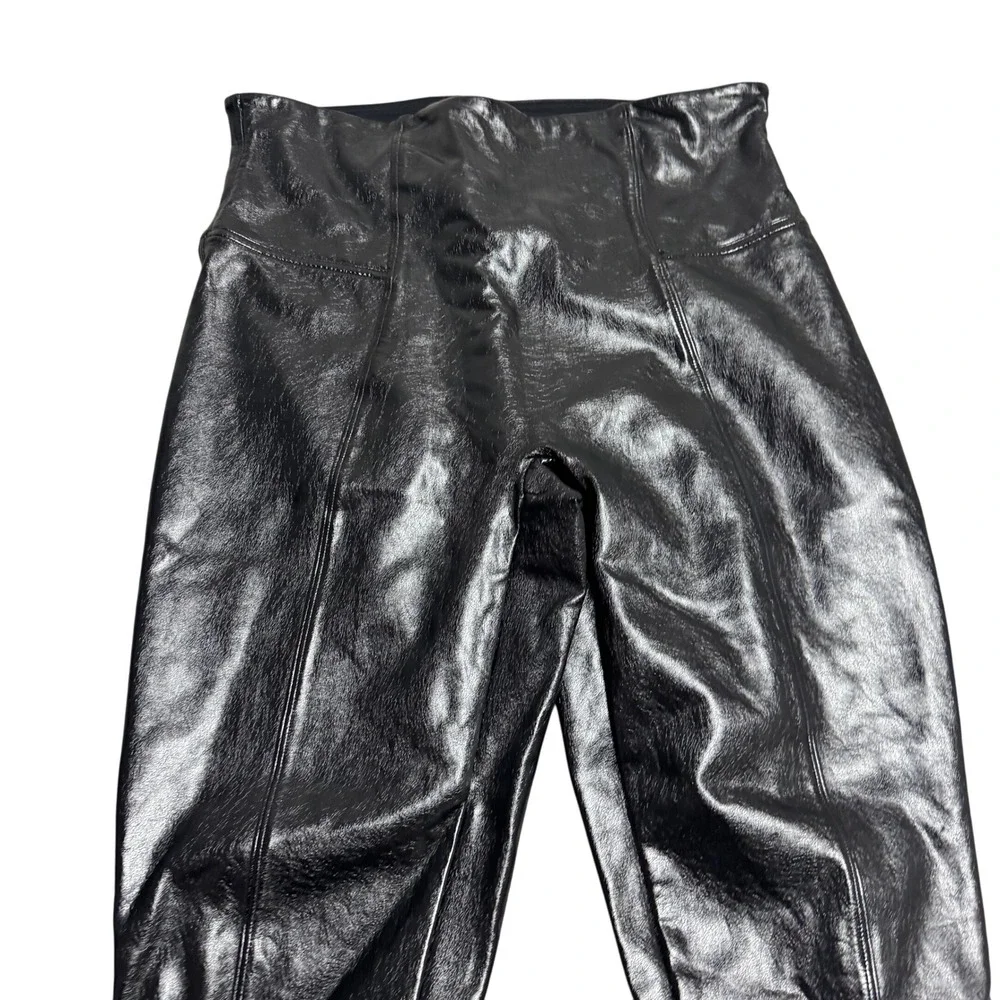 Spanx Edgy Faux Leather Leggings XL Black‎ High Waist Seamless - Picture 2 of 6